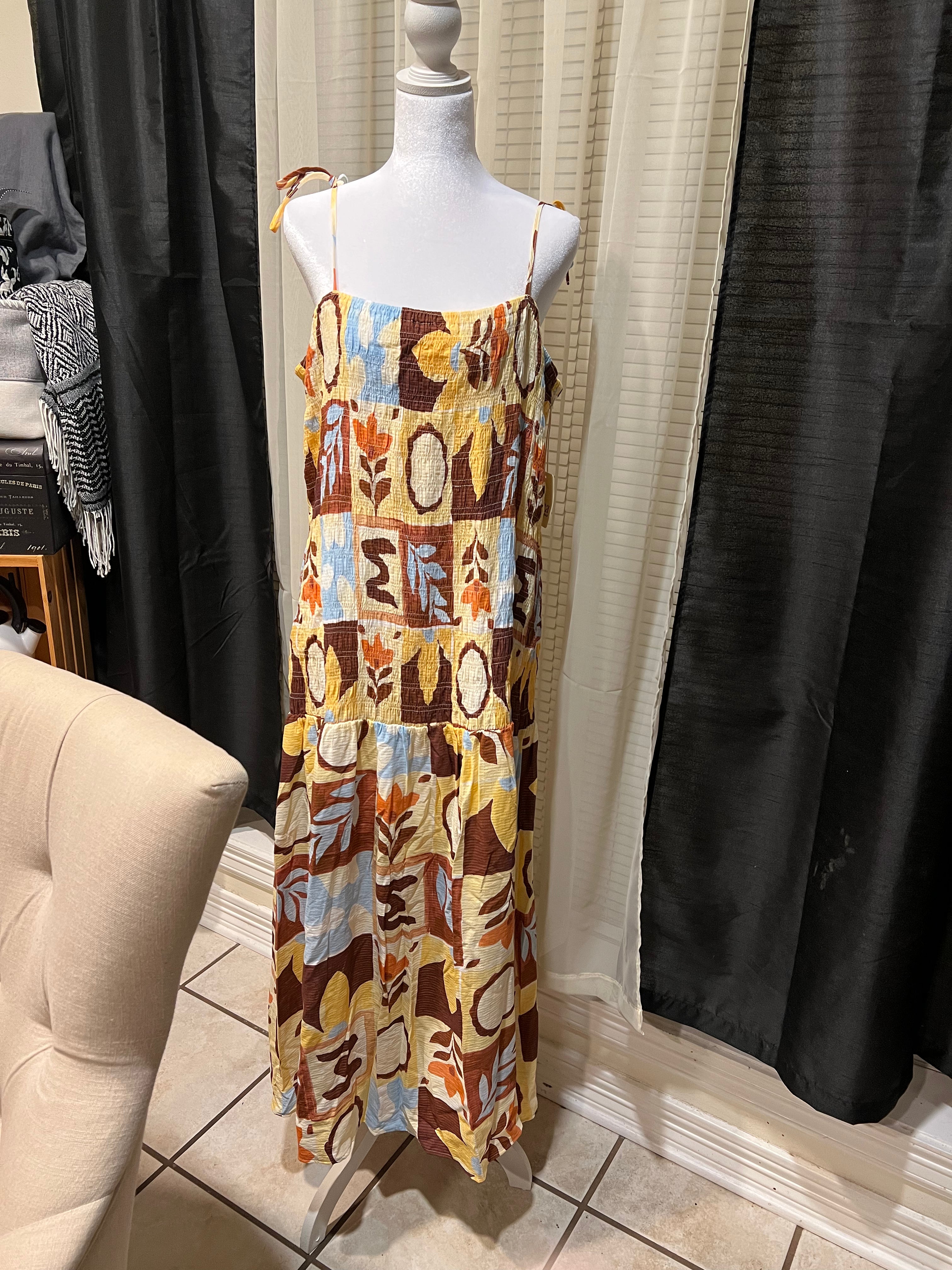 a.n.a. brand sleeveless colorful maxi dress