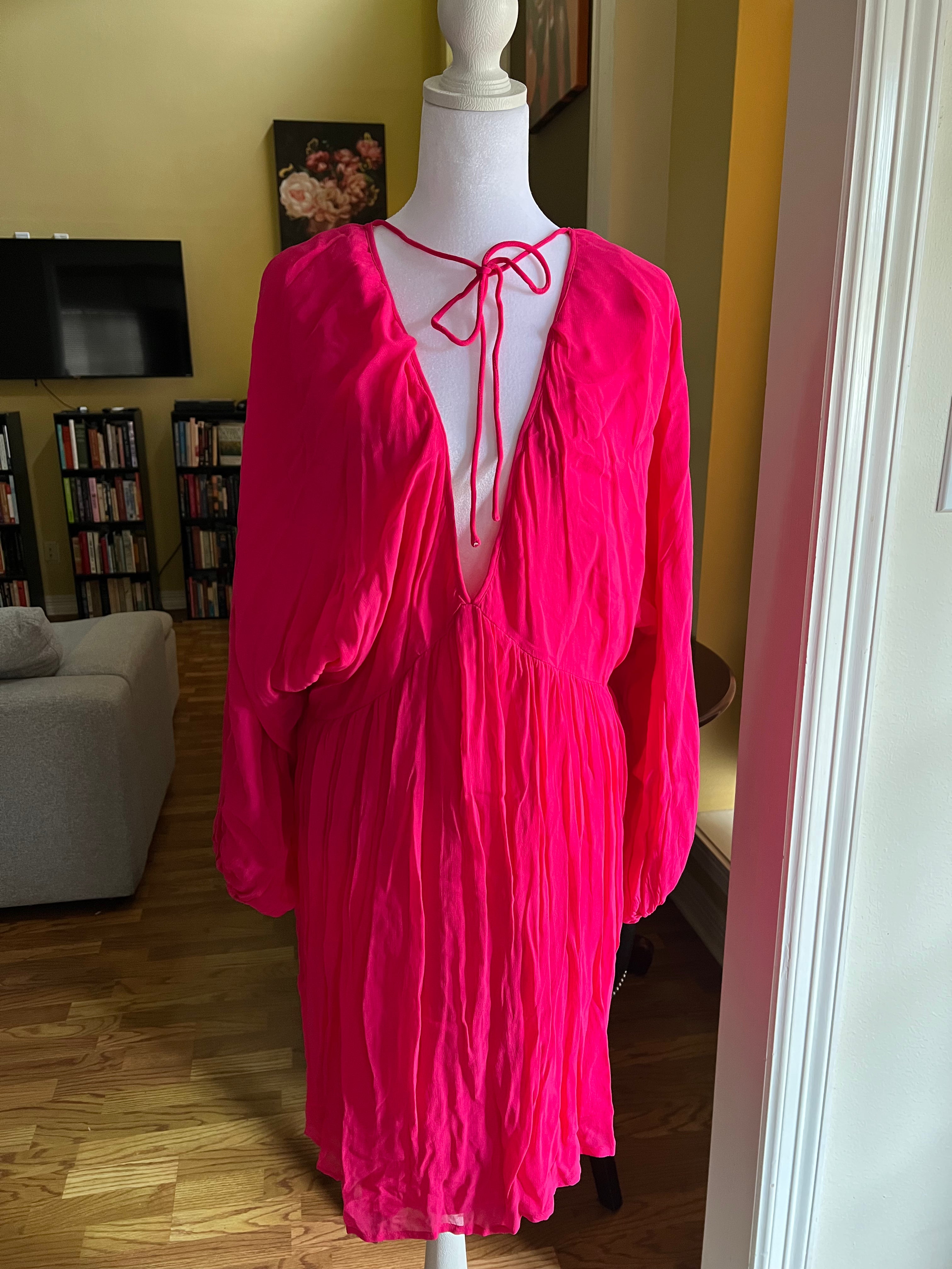 Anthropologie Let Me Be Hot Pink Dress