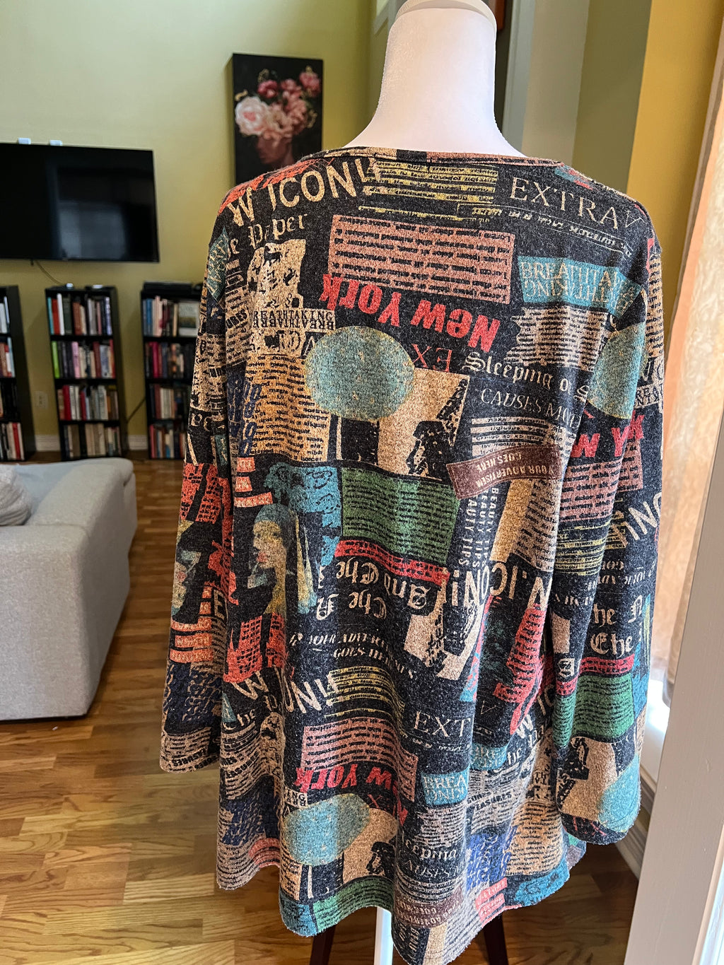 Shana Multicolored Newpaper Print Tunic