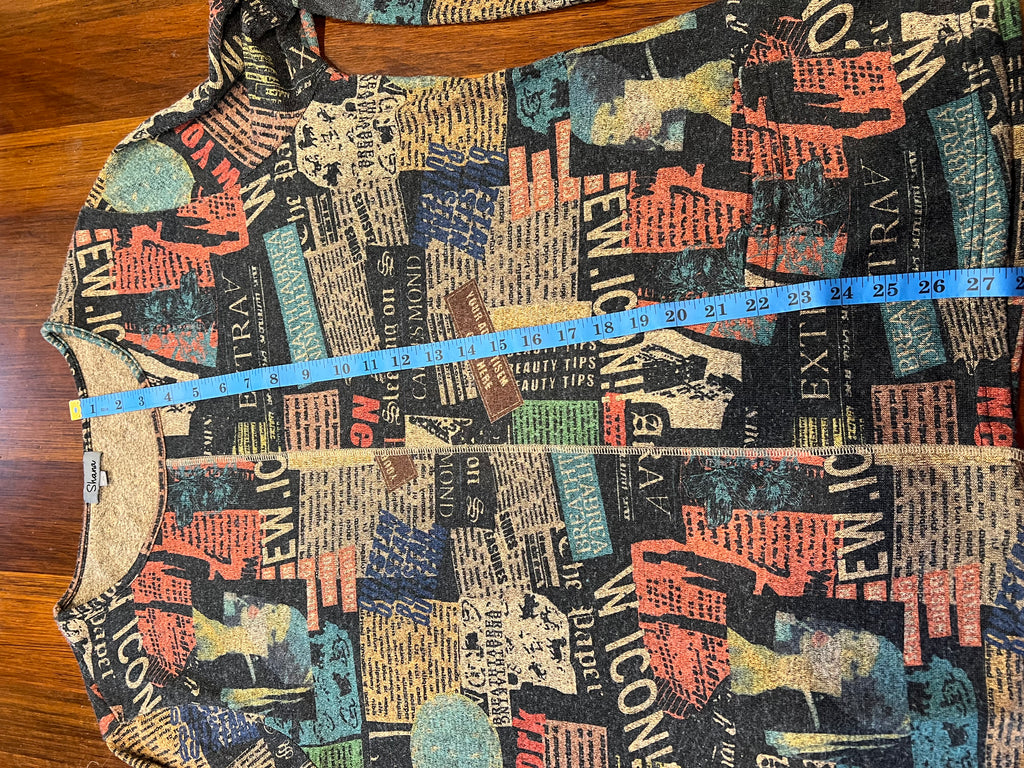 Shana Multicolored Newpaper Print Tunic