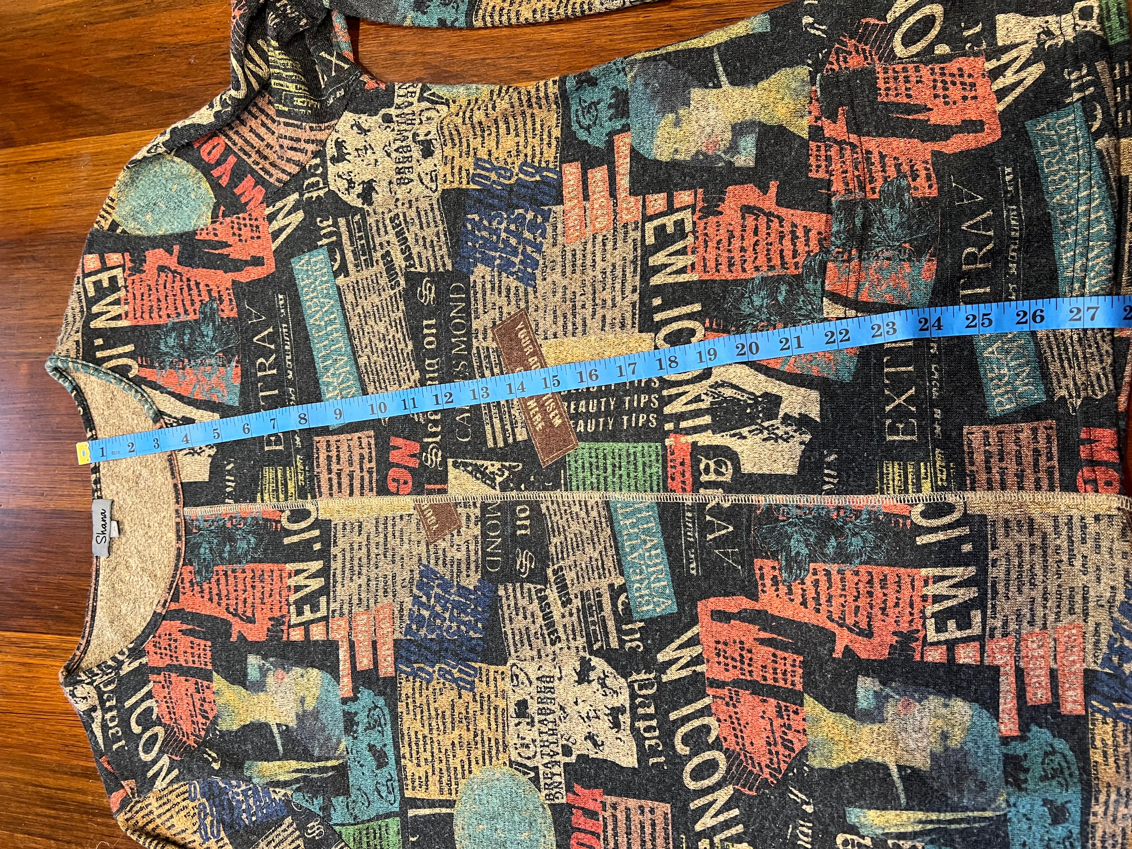Shana Multicolored Newpaper Print Tunic