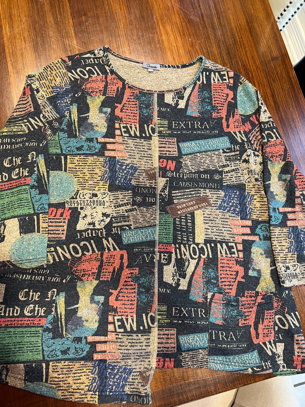 Shana Multicolored Newpaper Print Tunic