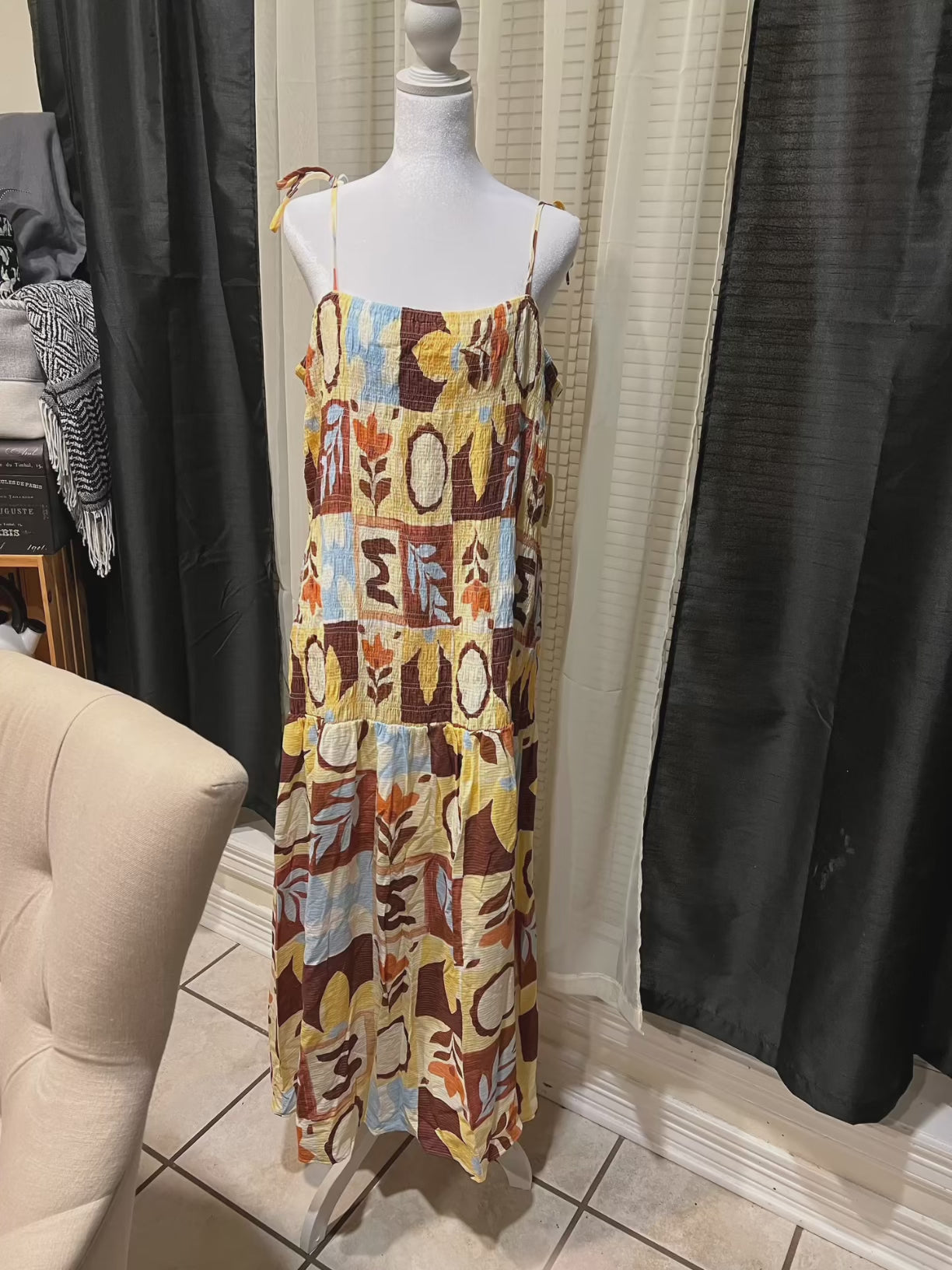 a.n.a. brand sleeveless colorful maxi dress